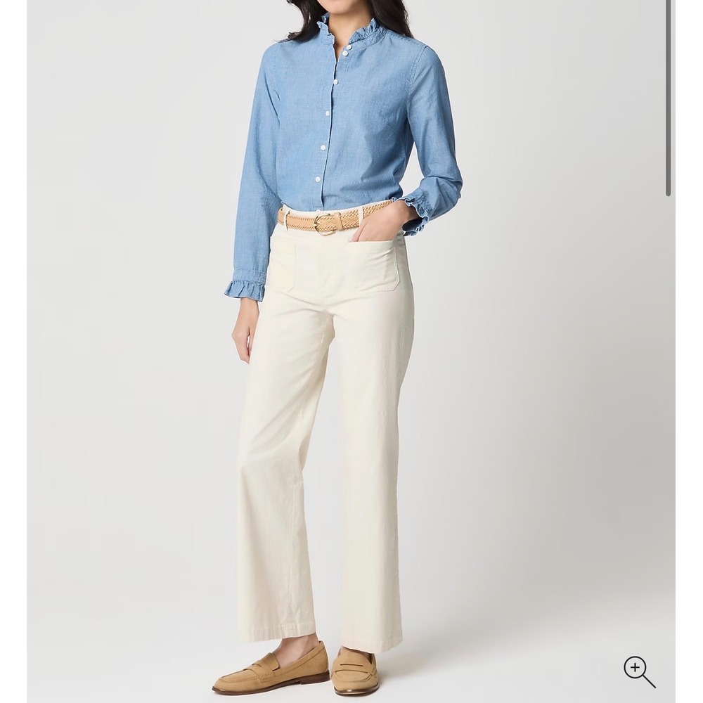 J.Crew Lizzie Wide Leg Pants Womens 29 Natural Beige Cotton Linen Utility Preppy